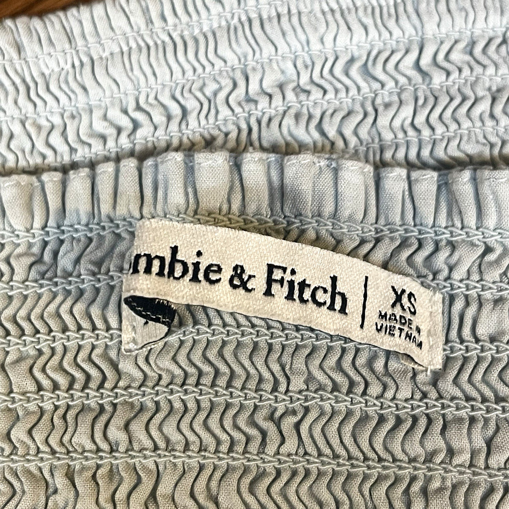 Abercrombie And Fitch Shirt Womens XS Blue Crop Tank Top Y2K Retro Boho Tie - Picture 3 of 10